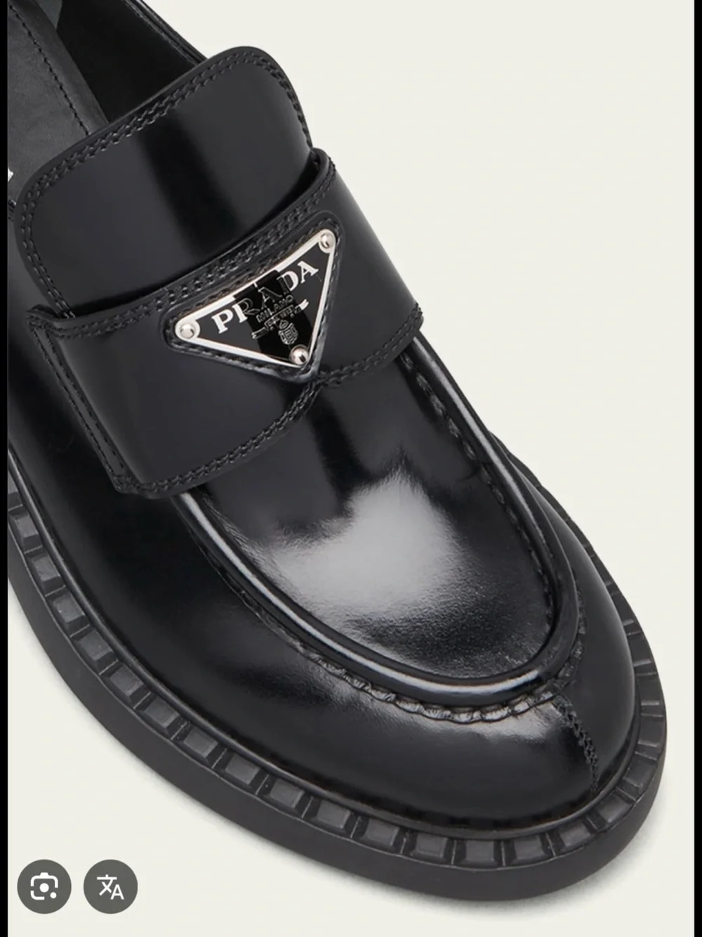 Prada logo leather loafers